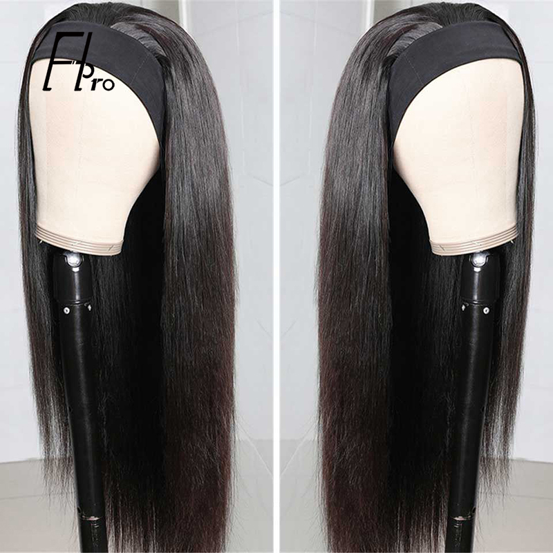 Headband Wigs Straight Glueless Virgin Hair Machine Made 200% Density